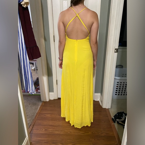 Yellow backless homecoming dress - Picture 3 of 4